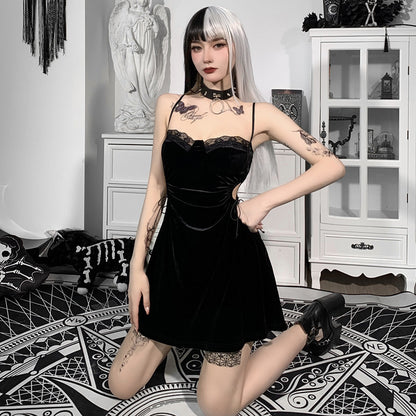 Lace Lace Hollow Waist Sexy Backless Suspender Dress