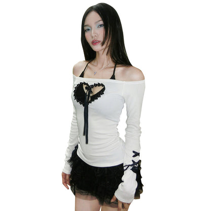 Women's White Polyester Fashion Lace Top