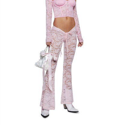 Women's Lace Stretch Wide-leg Pants