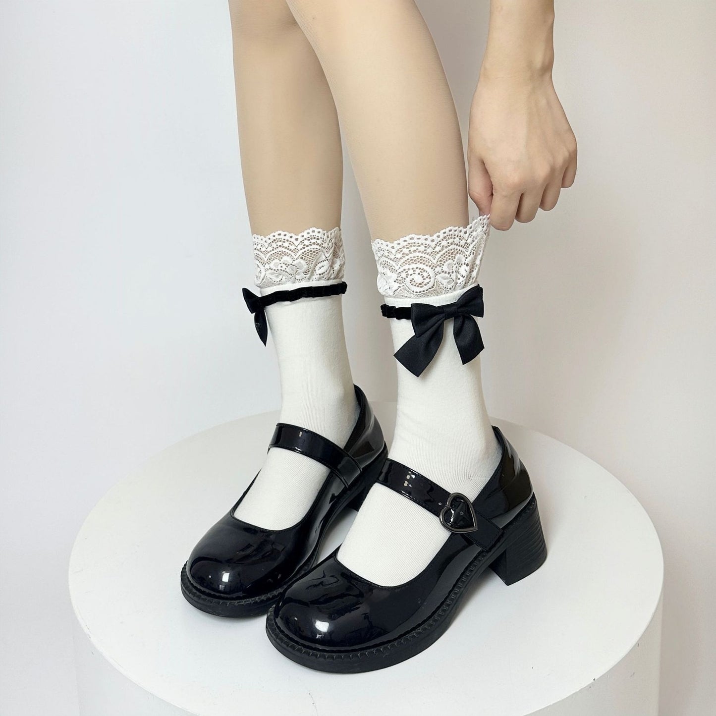 Lolita-Inspired Lace Socks with Bows – Kawaii JK Style