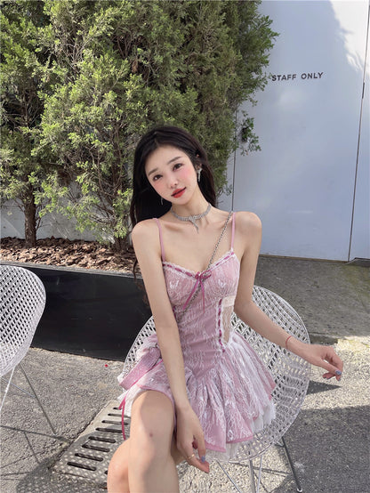 Women's A-line Lace Stitching Strapless Dress