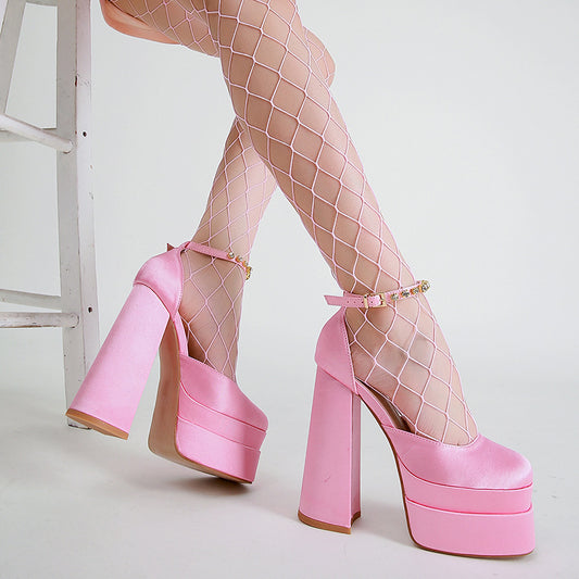 Large Size Square Toe Sandals 14CM High Heel