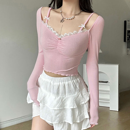 Lace Inner Match Bottoming Sweater Top