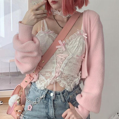 Ladies Fashion Bandage Tie-Up Bottoming Tank Top