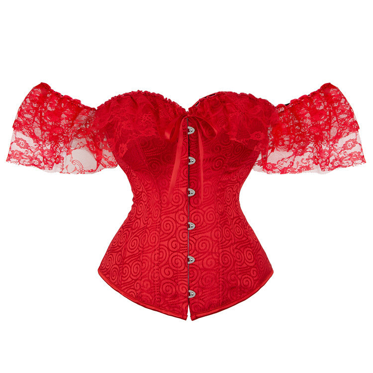 Jacquard Ribbon Lace Shoulder Strap Court Body Shaping Top
