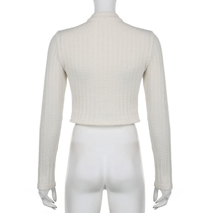 Chinese-style Design Button Stand Collar Knitted Top