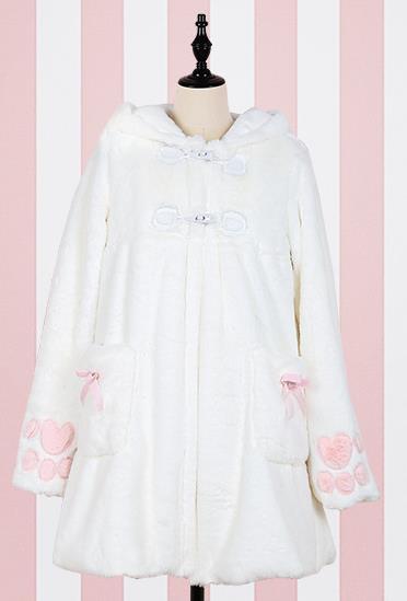 Warm Faux Fur Cat Coat – Kawaii Style with Ears & Paws