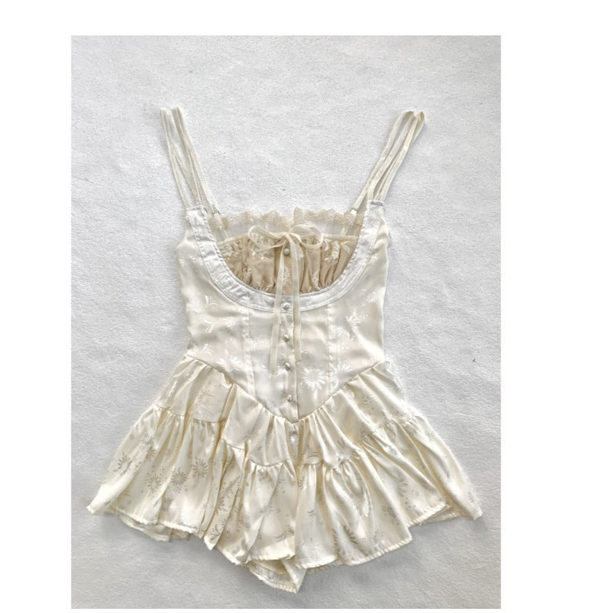 Apricot Sling Mini Dress – Summer Floral Style