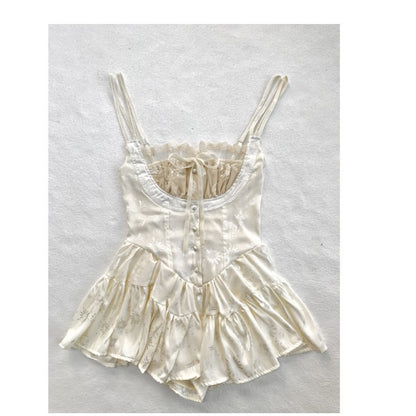 Apricot Sling Mini Dress – Summer Floral Style