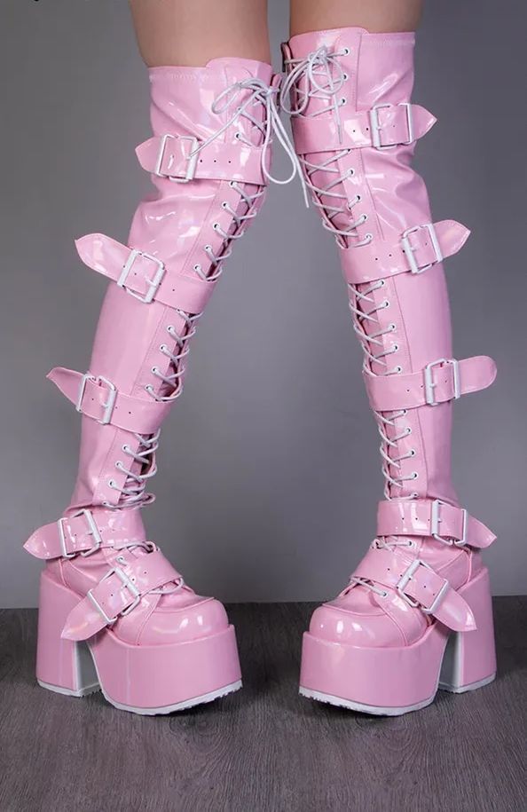 Statement Platform Heel Boots – Over-the-Knee with Buckles