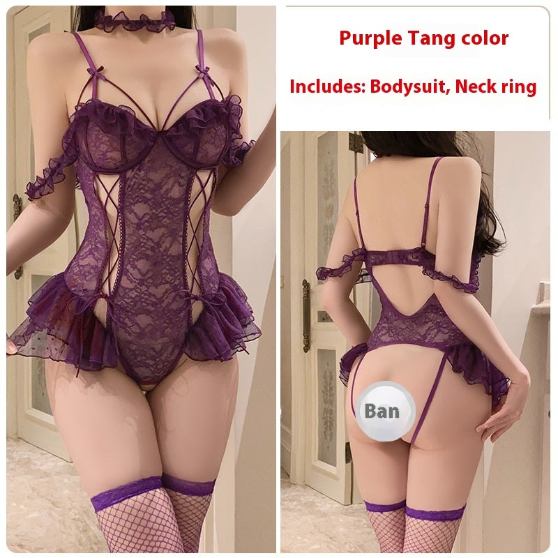 Sexy Sheer Mesh Underwear with Straps & Open Detai