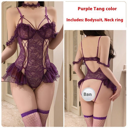 Sexy Sheer Mesh Underwear with Straps & Open Detai