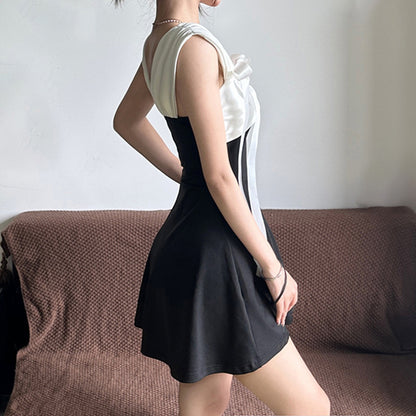 Bow Tie Temperament Waist-controlled Dress