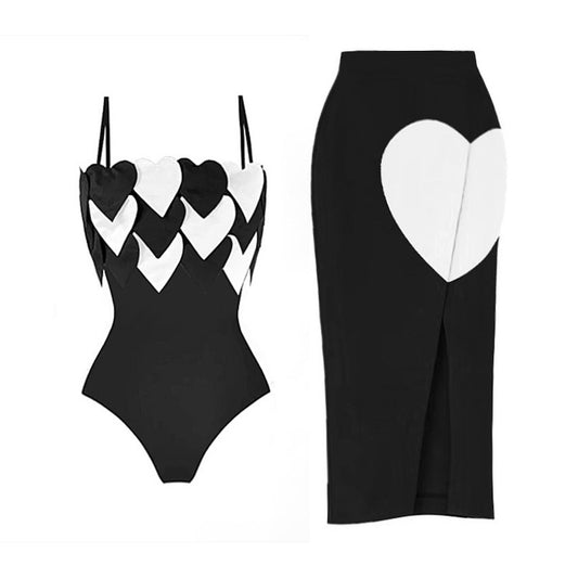 Spot 2025 New One-Piece Triangle Space Layer Splicing Swimsuit For Women European And American Fashion Sexy Hot Selling Swimsuit Set