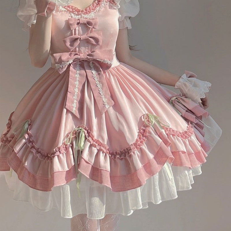 Pink Pink Cute Lolita Bow Dress Lolita Wedding Dress