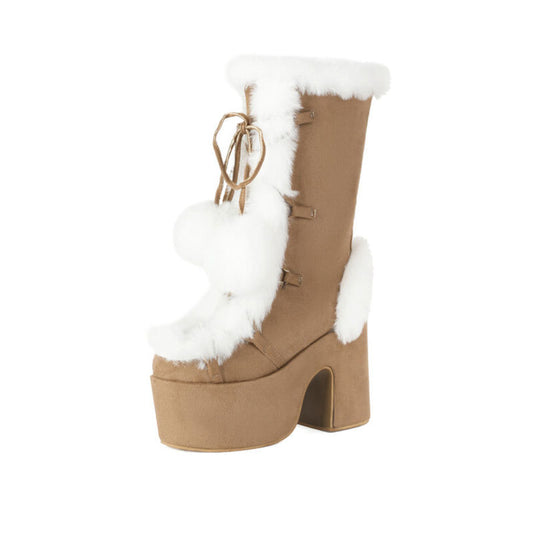 Cross-border Foreign Trade Boots Shuitai High Road Plus Size Middle Barrel Women's Boots Winter Mao Mao Boots C38-6
