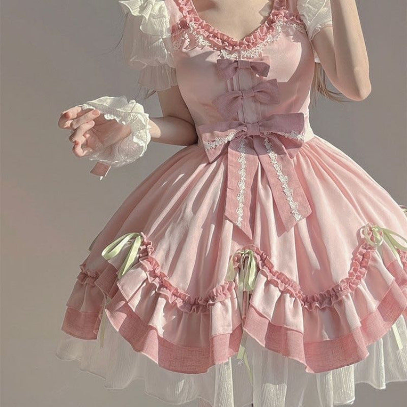 Pink Pink Cute Lolita Bow Dress Lolita Wedding Dress