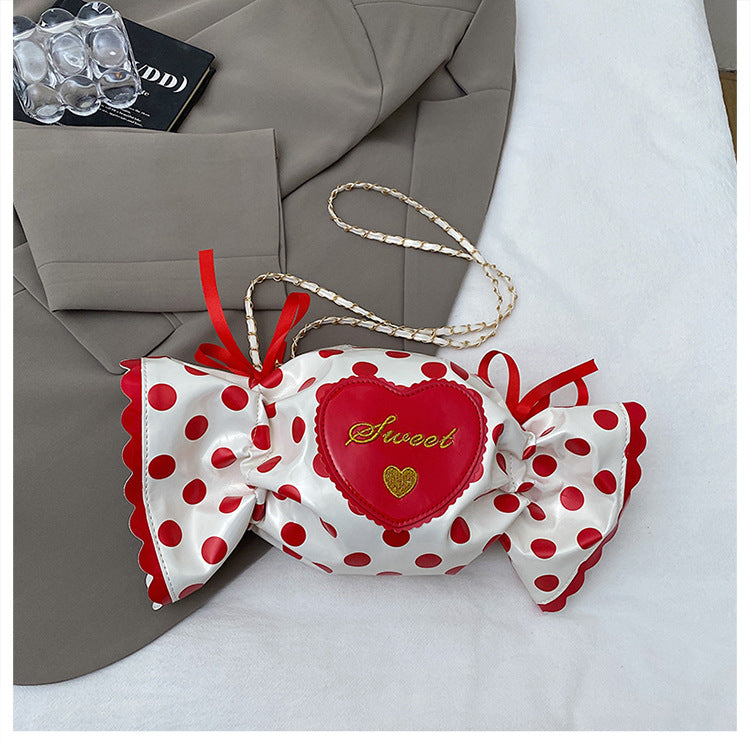 Cross-Border Popular Bags For Women, Heart Candy Bags, Bowknots, Japanese Style Shoulder Crossbody Bags, Fairy Letter Bags, Chains