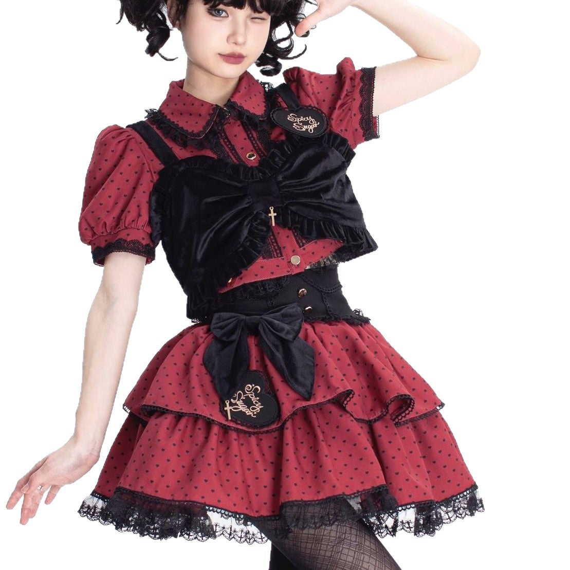 In Stock (Spicy Candy) Three-Piece Hot Girl Suit Lolita Two-Piece Cake Skirt Lolita Suit Skirt