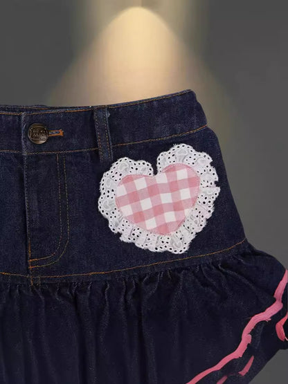 AliExpress European And American Skirt Women's 2024 New Summer Pink High-grade Pleated Denim Skirt Women's Light Mature Small