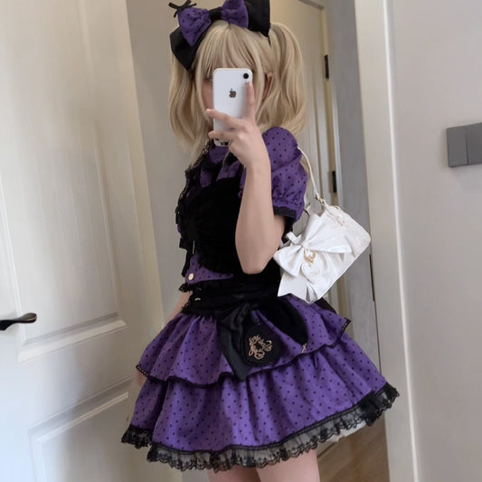 In Stock (Spicy Candy) Three-Piece Hot Girl Suit Lolita Two-Piece Cake Skirt Lolita Suit Skirt
