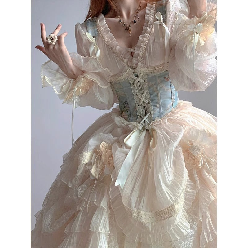 Flower Wedding Lolita Gorgeous Suit Women's Dress Lolita Sweet And Elegant Cos Halloween Heavy Industry Princess Dress