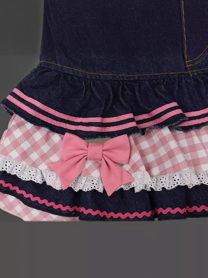 AliExpress European And American Skirt Women's 2024 New Summer Pink High-grade Pleated Denim Skirt Women's Light Mature Small