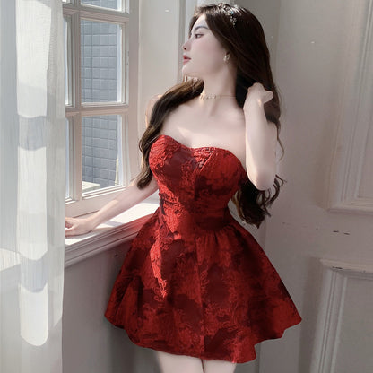 18YX2390 European And American 2024 Cross-border Foreign Trade Sexy Hot Girl Annual Meeting Party Dinner Waist Wrapped Chest Dress Women