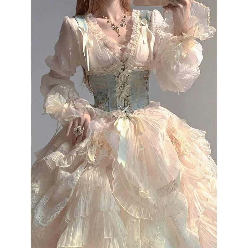 Flower Wedding Lolita Gorgeous Suit Women's Dress Lolita Sweet And Elegant Cos Halloween Heavy Industry Princess Dress