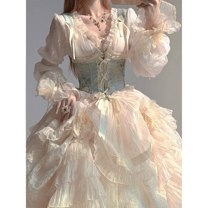 Flower Wedding Lolita Gorgeous Suit Women's Dress Lolita Sweet And Elegant Cos Halloween Heavy Industry Princess Dress