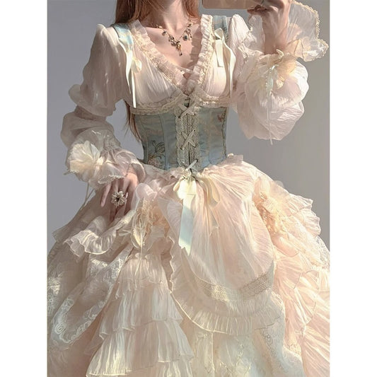 Flower Wedding Lolita Gorgeous Suit Women's Dress Lolita Sweet And Elegant Cos Halloween Heavy Industry Princess Dress