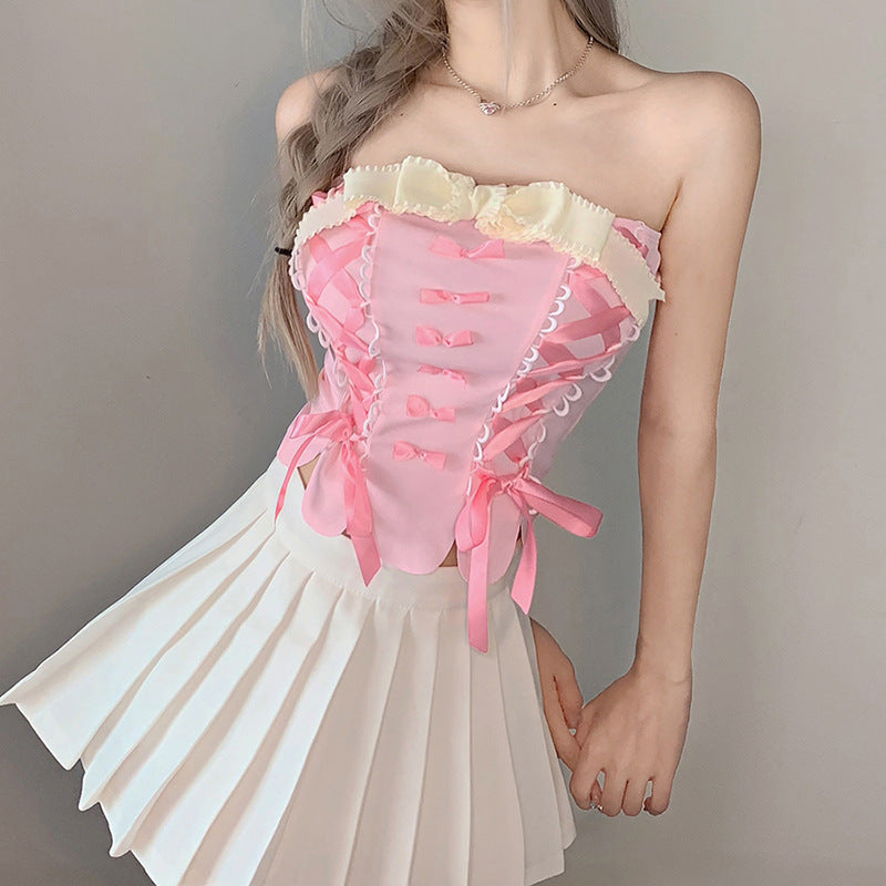 Cross-border European And American Fashion Style 2024 Independent Station Summer New Women's Sexy Fashion Strap Women's Chest Wrap Collar