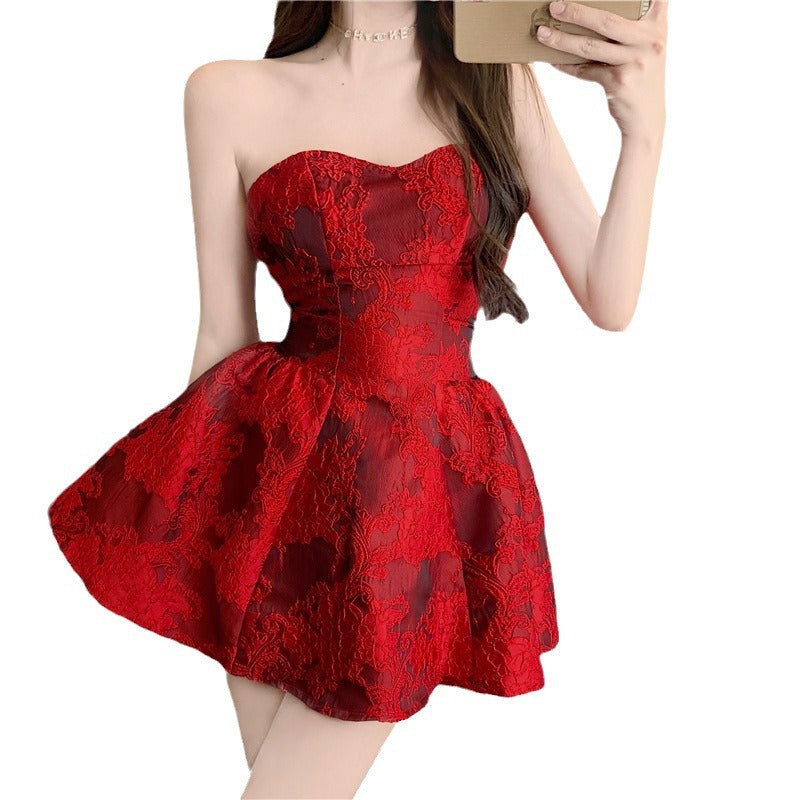 18YX2390 European And American 2024 Cross-border Foreign Trade Sexy Hot Girl Annual Meeting Party Dinner Waist Wrapped Chest Dress Women