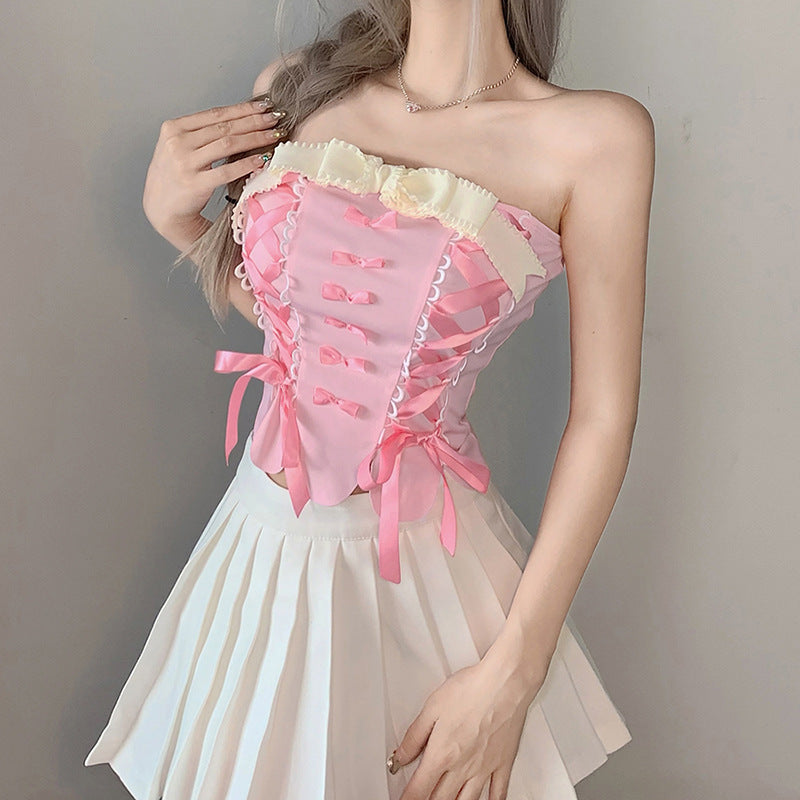 Cross-border European And American Fashion Style 2024 Independent Station Summer New Women's Sexy Fashion Strap Women's Chest Wrap Collar