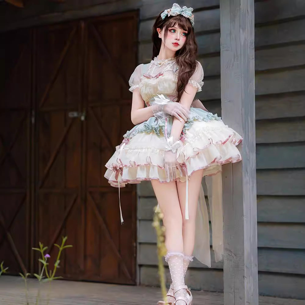 Brocade Garden Lolita Original Design [Dance Of Time] Dog Short Ballet Dress JSK