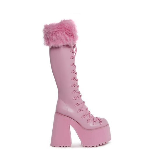 Platform Shoes Lolita Punk Diablo Cosplay Lolita Shoes Boots Pink Plush