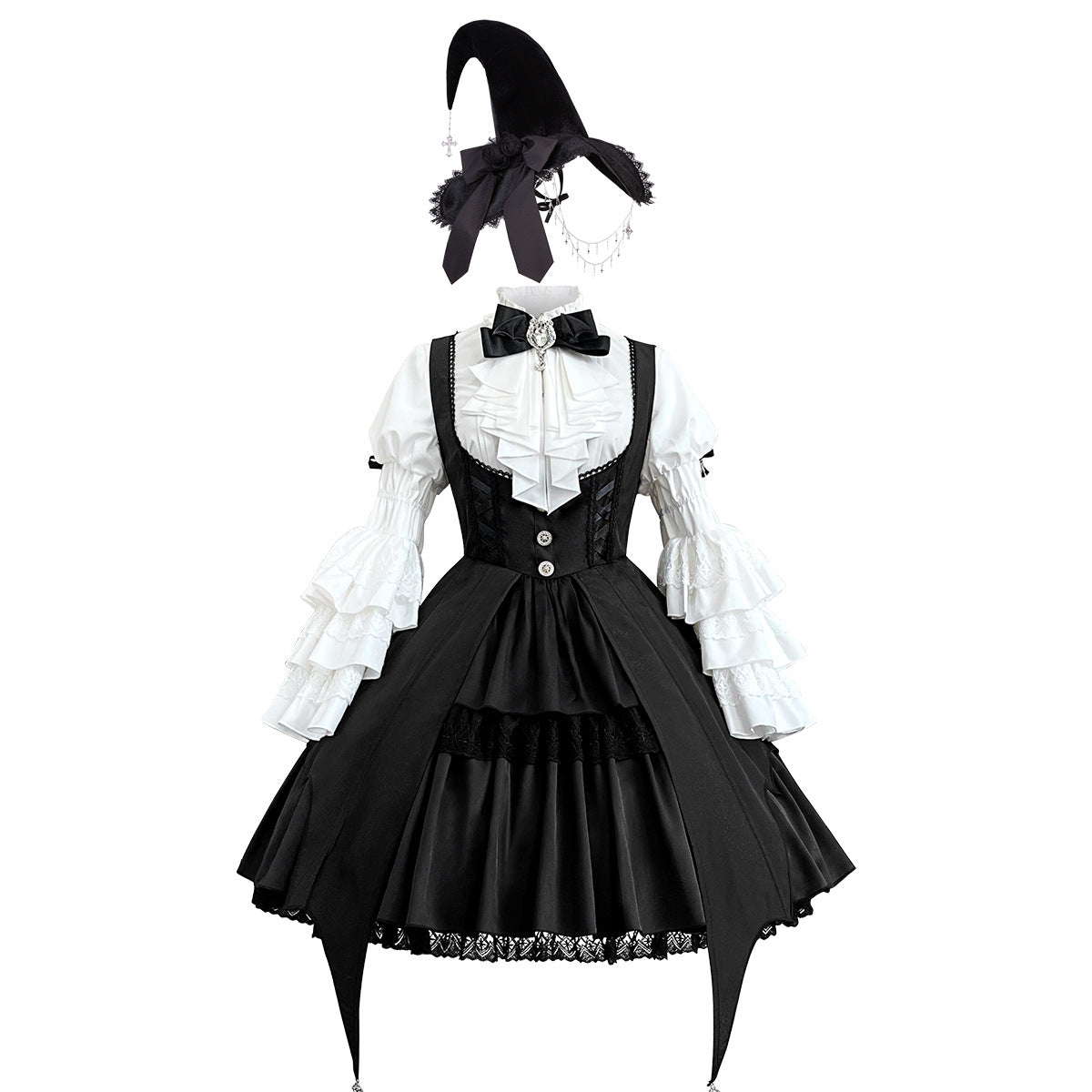 Bear Fun Sauce Original Dawn Witch Lolita Female Lolita Hat Shirt Straps Dress Carmly Wind Suit 7150