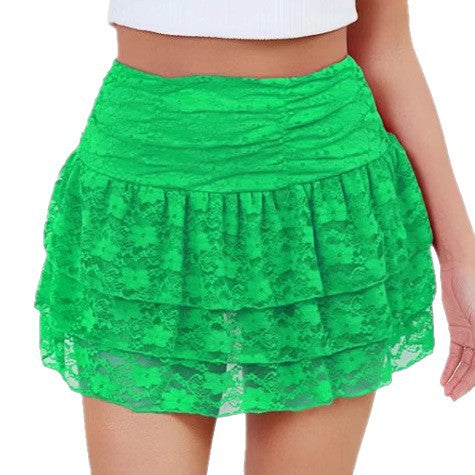 Amazon Cross-Border Bohemian Lace Multi-Layer Cake Skirt Summer Hot Girl Low-Waist Slim Skirt With Large Hem