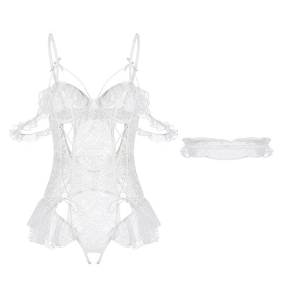 Sexy Sheer Mesh Underwear with Straps & Open Detai