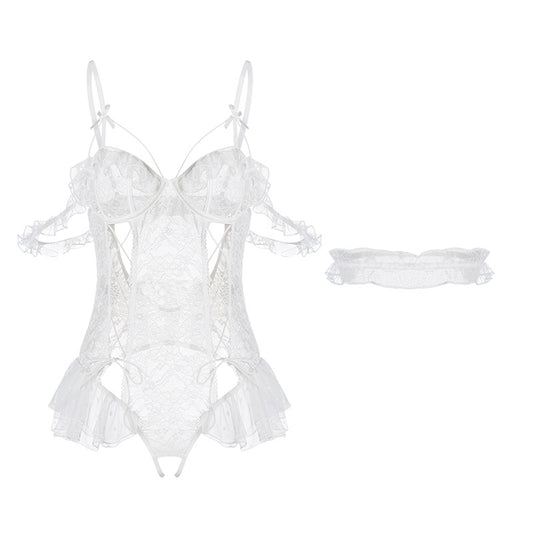 Sexy Sheer Mesh Underwear with Straps & Open Detai