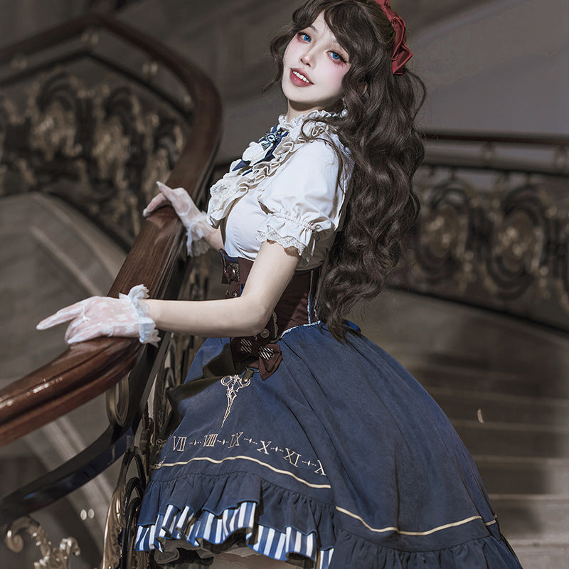 Original Gold Pointer Lolita Women's Shirt Waist Cover Half Skirt Daily Cute Lolita Sweet Skirt 6969