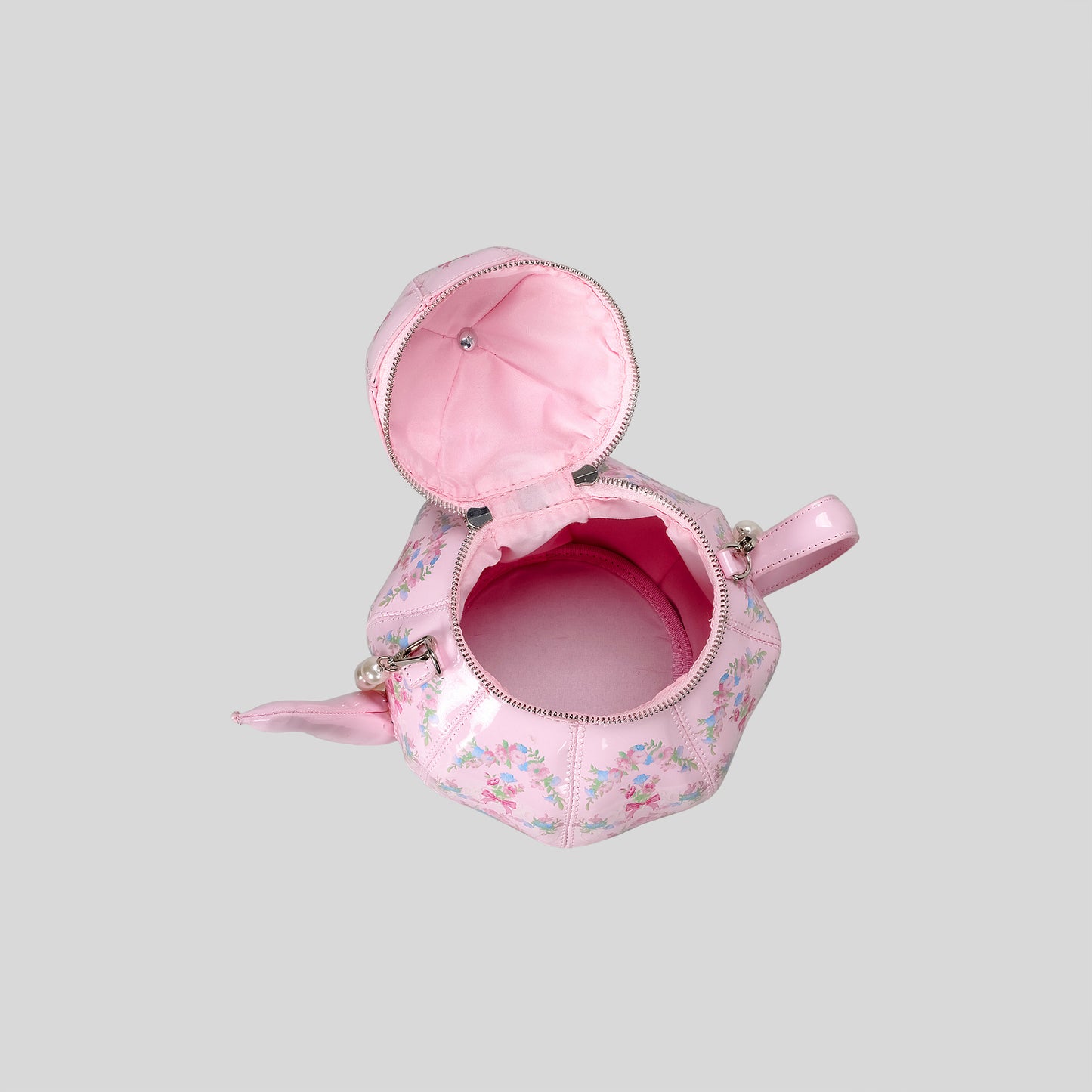 Sweet Girl Vintage Lolita Pearl Chain Printed Teapot Handbag Creative Shoulder Crossbody Bag Distinctive Handbag