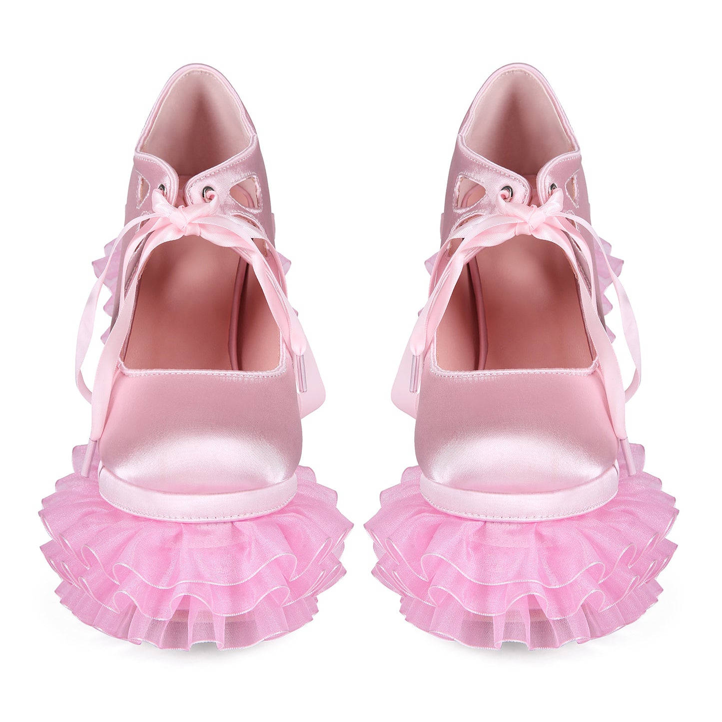 European And American Export Pink Pink Sweet Hottie Lolita Water Platform Lace Thick Heel Y2K Large Size 47 Women's High Heels