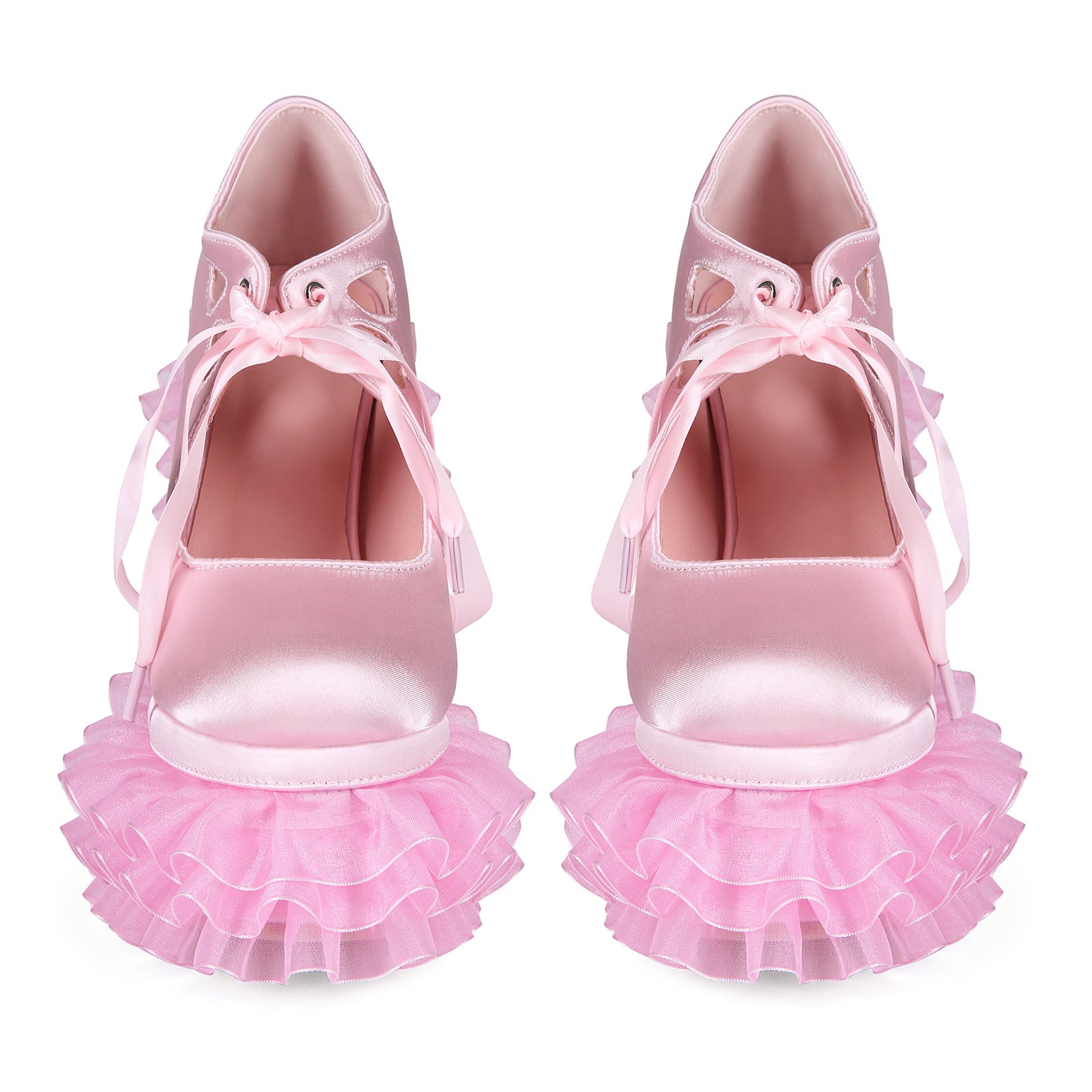 European And American Export Pink Pink Sweet Hottie Lolita Water Platform Lace Thick Heel Y2K Large Size 47 Women's High Heels