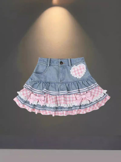AliExpress European And American Skirt Women's 2024 New Summer Pink High-grade Pleated Denim Skirt Women's Light Mature Small