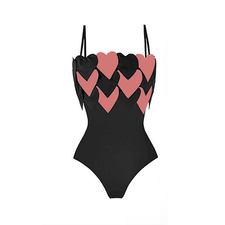 Spot 2025 New One-Piece Triangle Space Layer Splicing Swimsuit For Women European And American Fashion Sexy Hot Selling Swimsuit Set