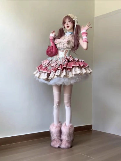 French First Love Milk Sweet Dress Lolita Princess Dress Tully Cake Lolita Dress 2025 New Dress
