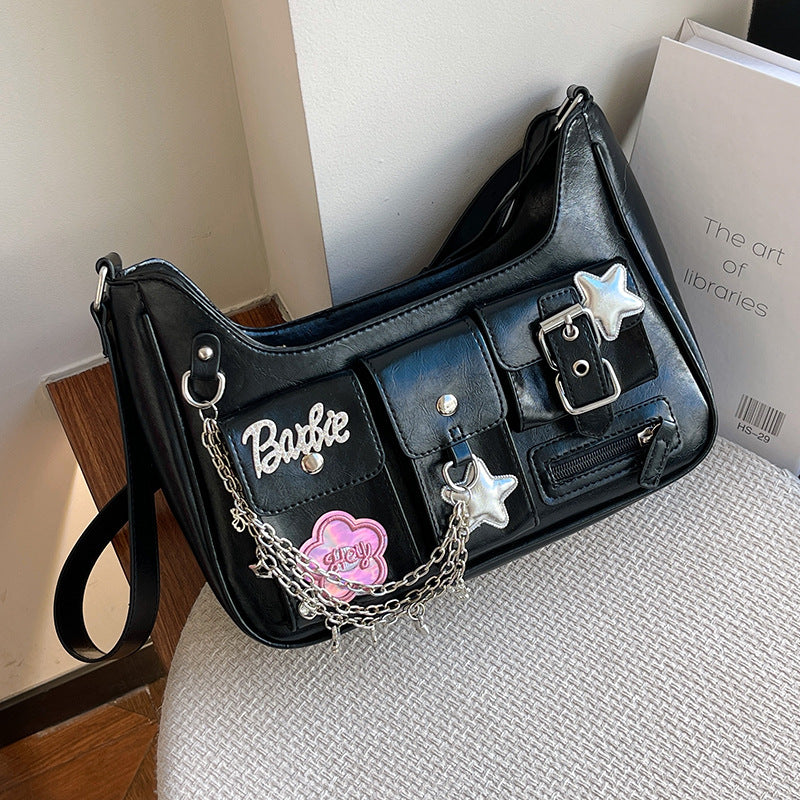 Sweet Cool Millennium Spice Girl Chain Bag Women's 2024 New Trendy Cross-border Retro Multi-pocket Shoulder Bags