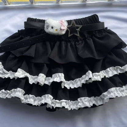 Color Matching Collection Y2K Sexy Subculture Multi-Layered Korean Lace Skirt Female Pumpkin Skirt Cake Tutu Skirt