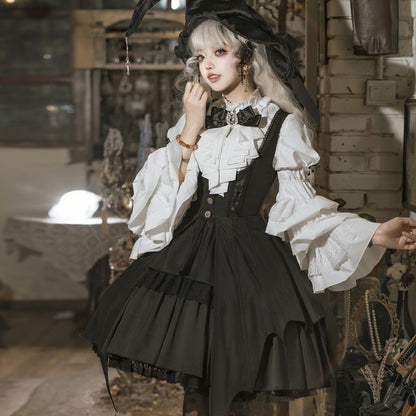 Bear Fun Sauce Original Dawn Witch Lolita Female Lolita Hat Shirt Straps Dress Carmly Wind Suit 7150